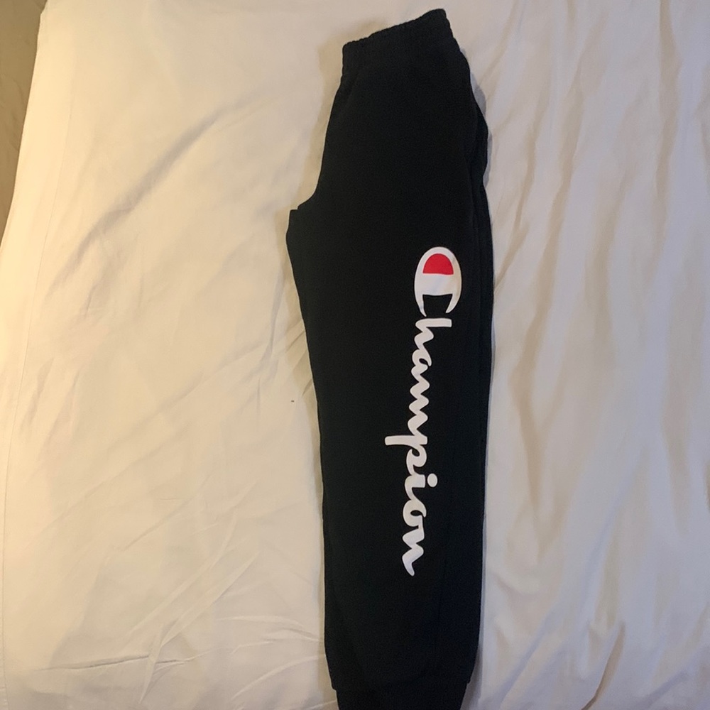 Boys black champion tracksuit bottoms